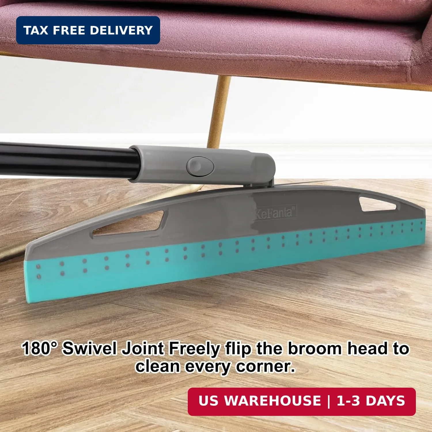 Multifunction Rubber Air Broom, Silicone Floor Squeegee Broom with 59″ Long Hand