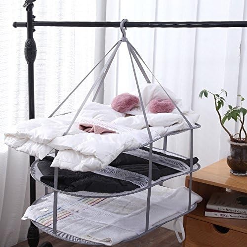 3-Tier Folded Mesh Clothes Hanging Dryer Sweater Drying Rack 30.3″ L * 24.5″ …