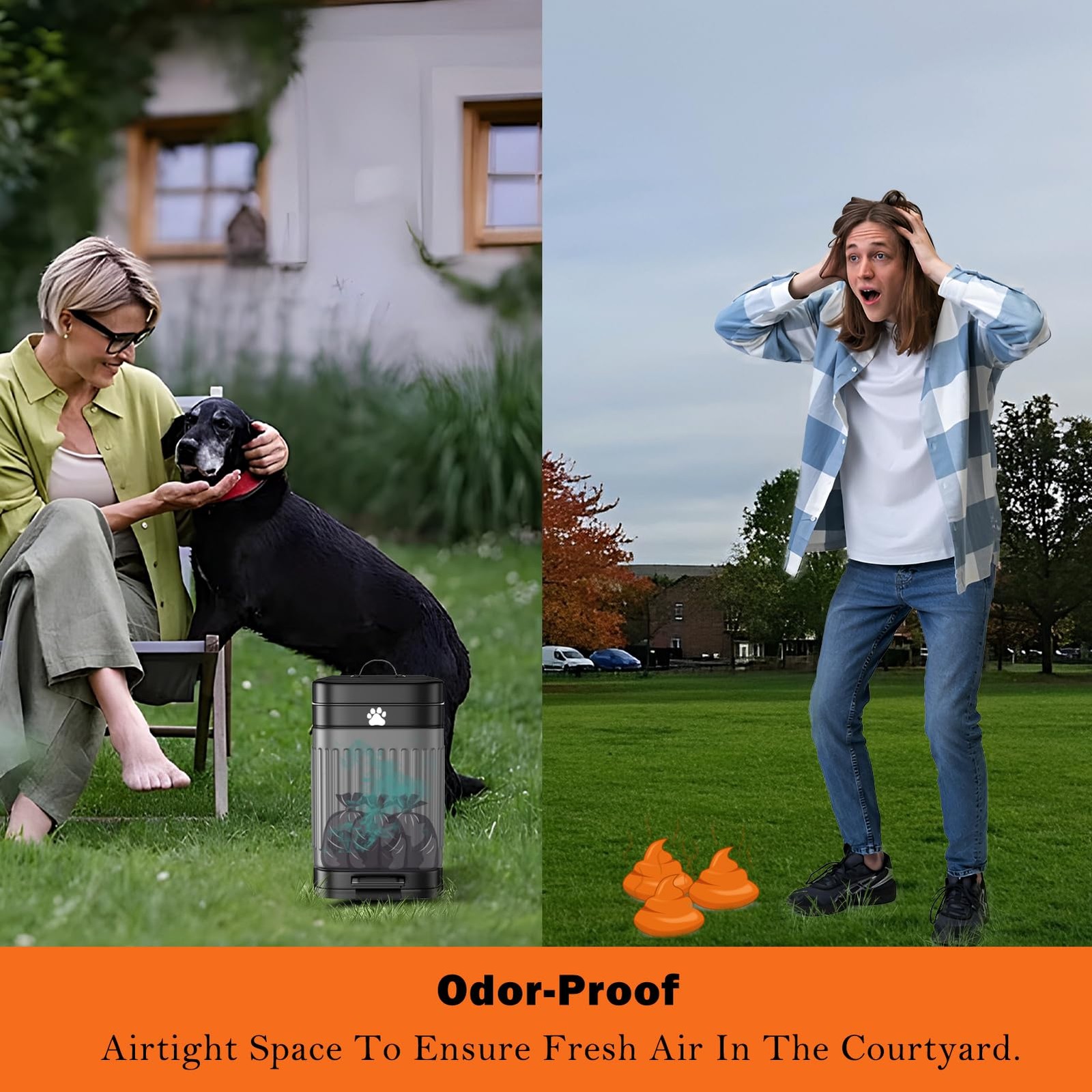 Dog Poop Trash Can Outside, 5L/1.3Gal Metal Dog Waste Trash Can with Lid, Foo…