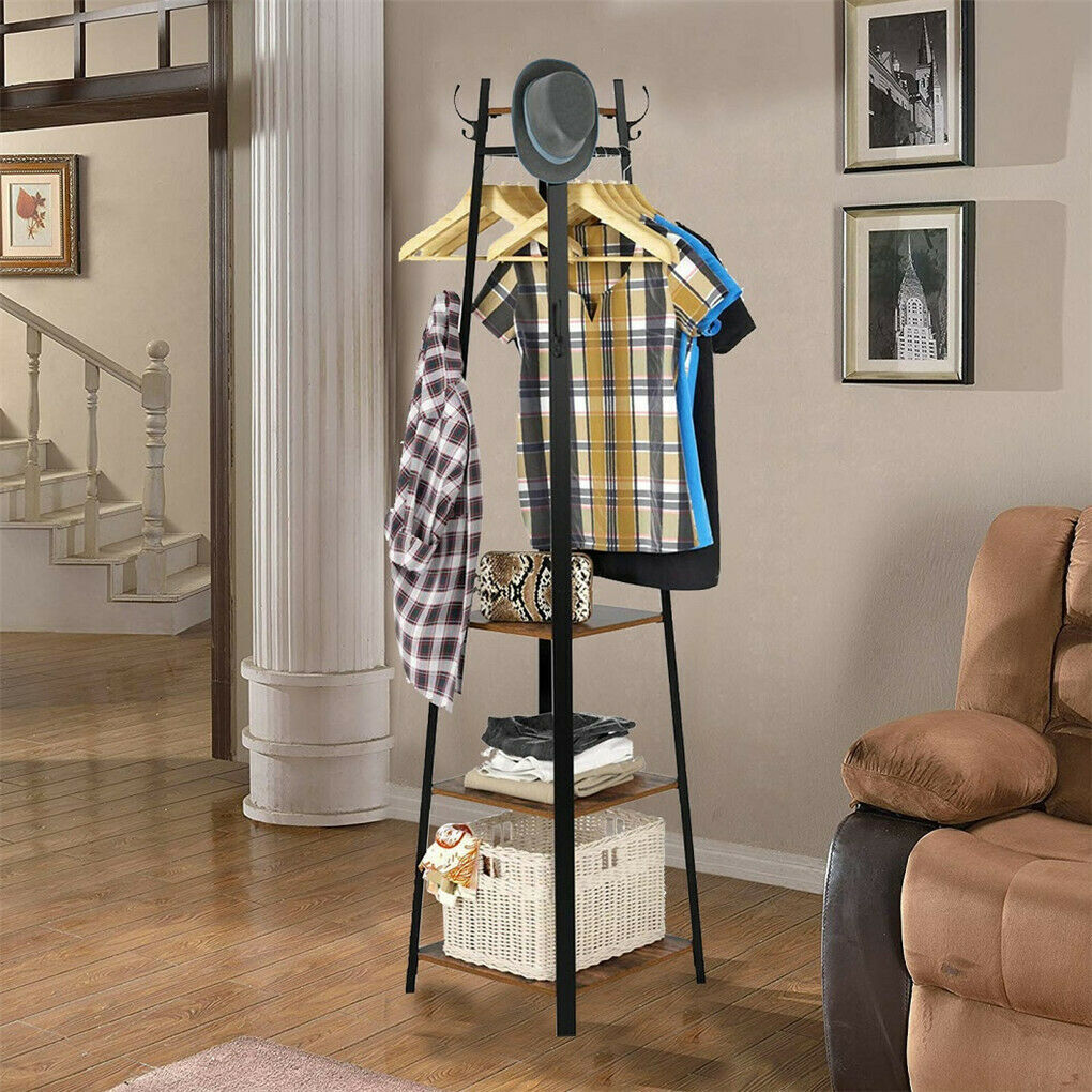 Industrial Metal Coat Garment Rack Stand Entryway Hall Tree Hanger Clothes Rails
