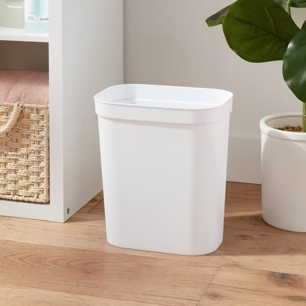 2.5gal Waste Basket White – Brightroom: Compact Plastic Trash Can for Bathroom