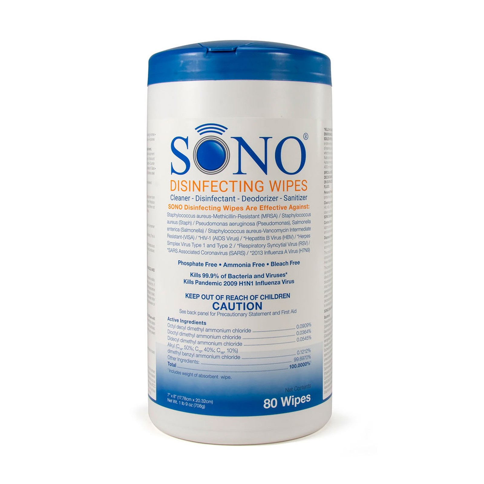 Sono Surface Disinfectant Cleaner Wipe Canister Scented 80 Ct SONO4032