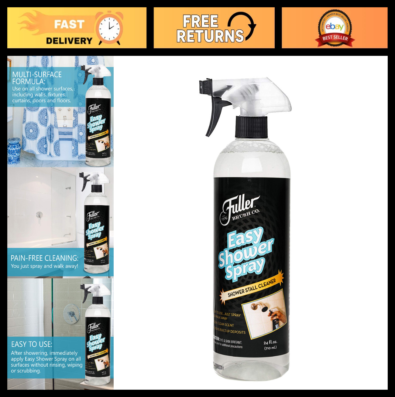No Scrub Shower Cleaner Spray – Multi-Surface Formula for Dirt & Soap Scum Remov