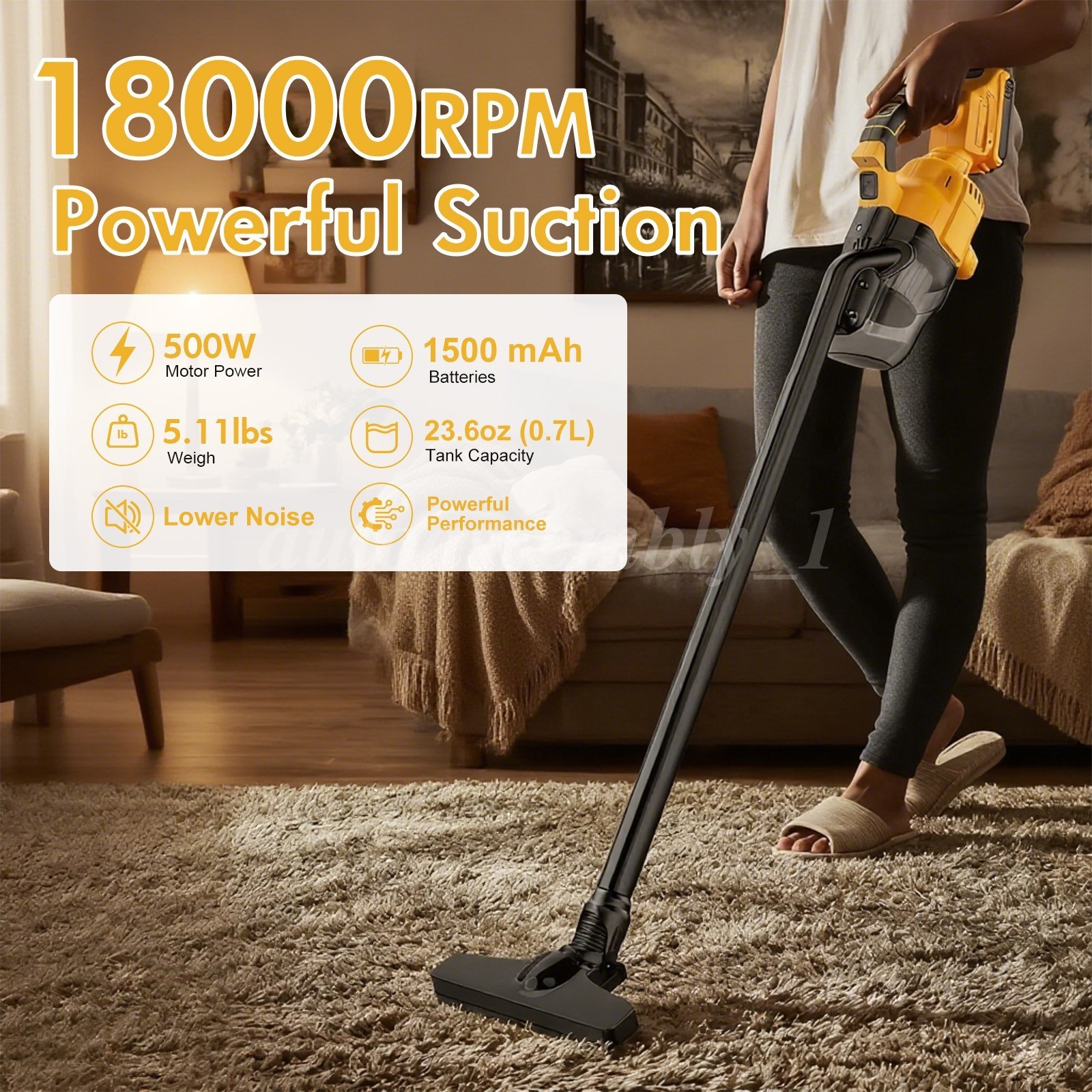 500W Cordless Handheld Vacuum Cleaner Portable Home Car Auto Wireless W/ Battery