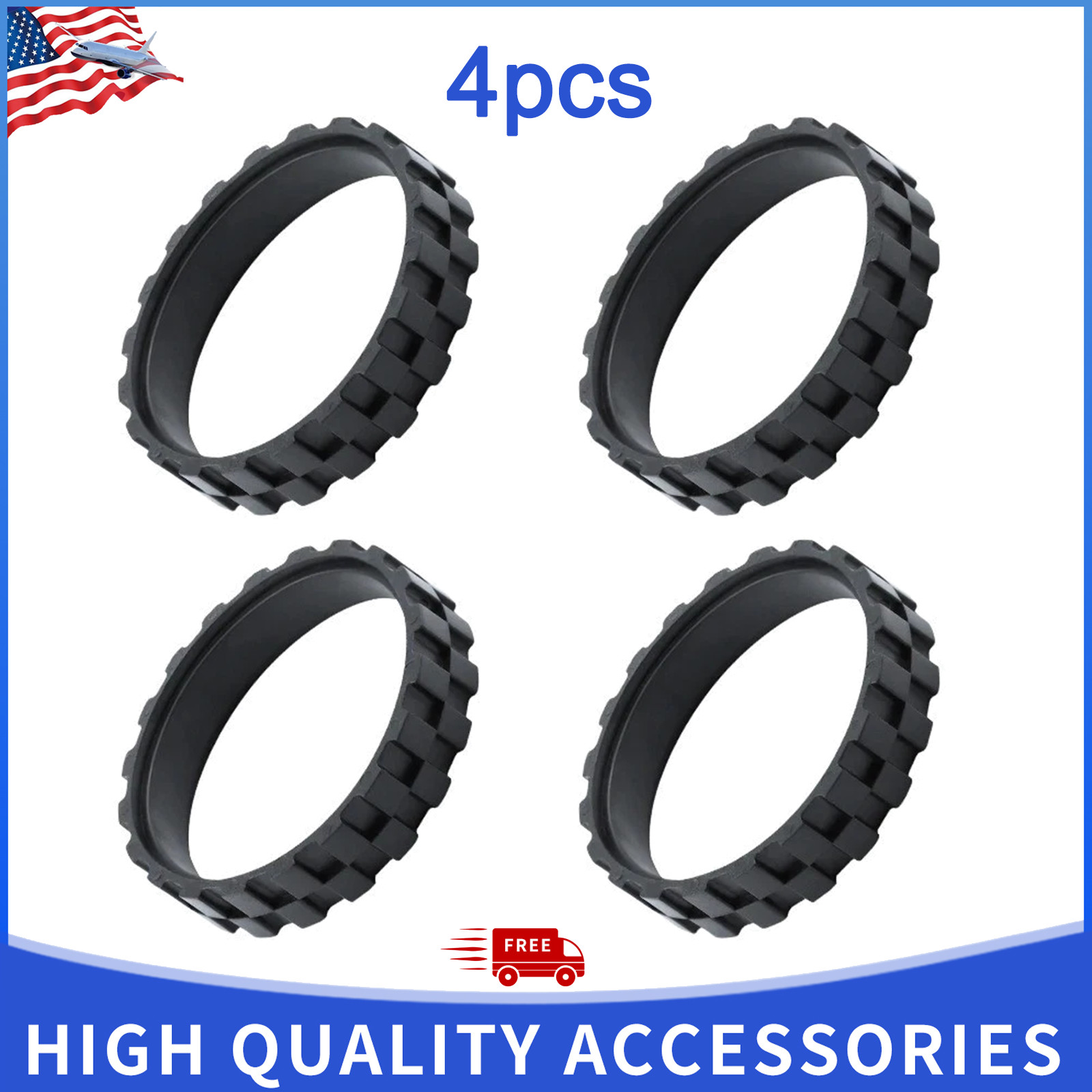 4X Vacuum Robot Tires for Irobot Roomba Wheels Series 5/6/7/8/9/I7 S9+ Anti-Slip