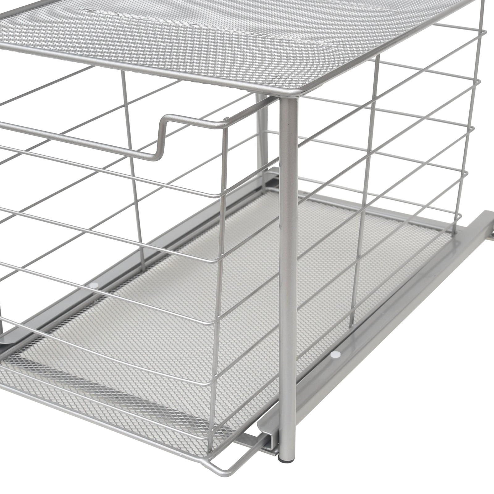 Large Stackable Slide-Out Drawer Organizer, Satin Nickel, 15″ x 10 ” X 9.3″
