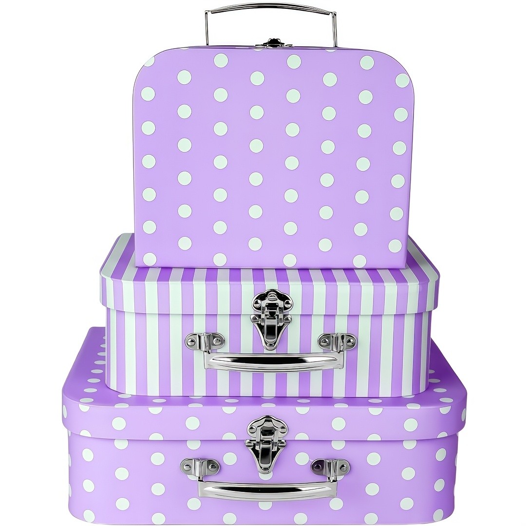 3/6 Pack Vintage Floral Dot Storage Boxes with Lids Handles