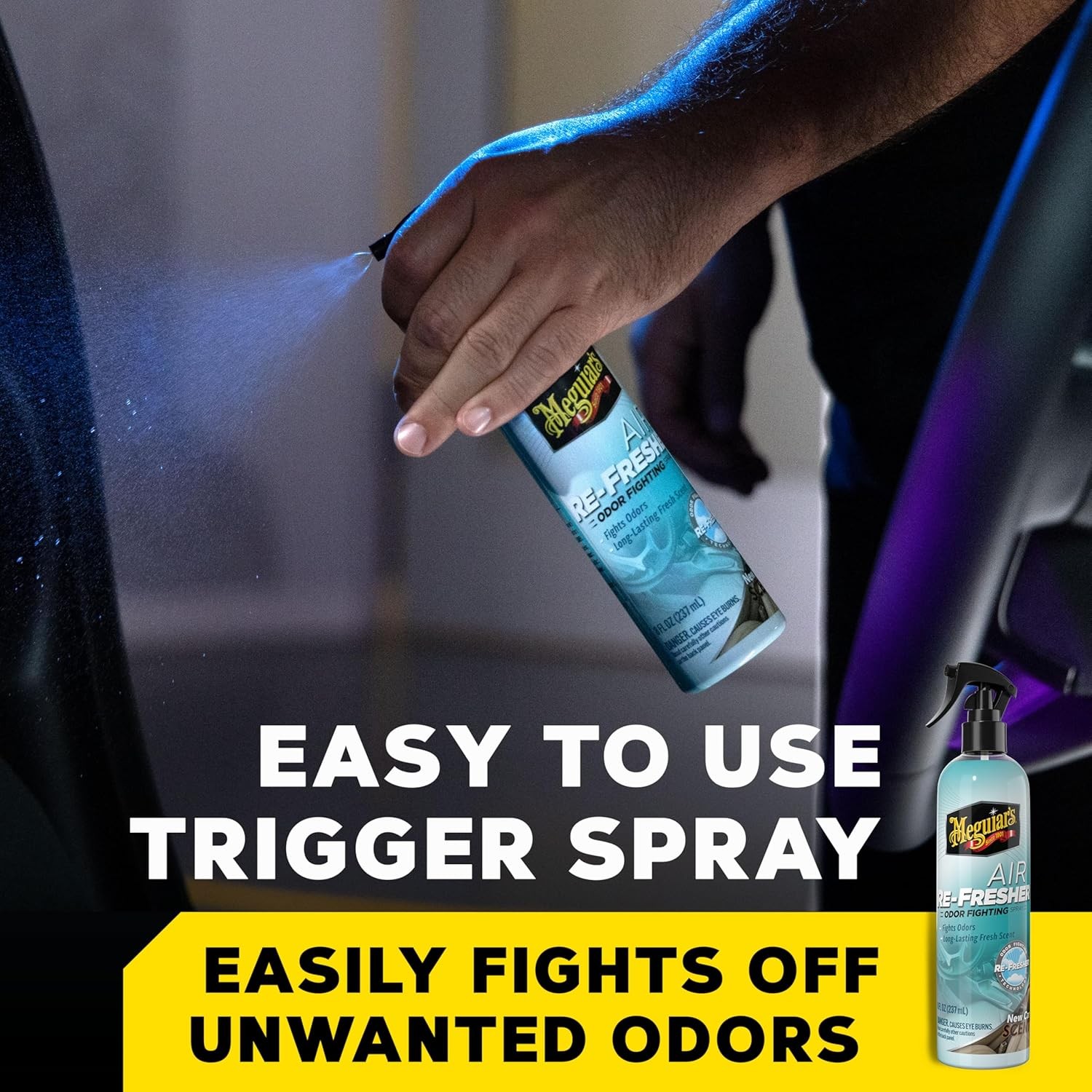 Meguiar’s Air Re-Fresher Odor Fighting Spray – New Car Scent, 8 Oz Trigger Spray
