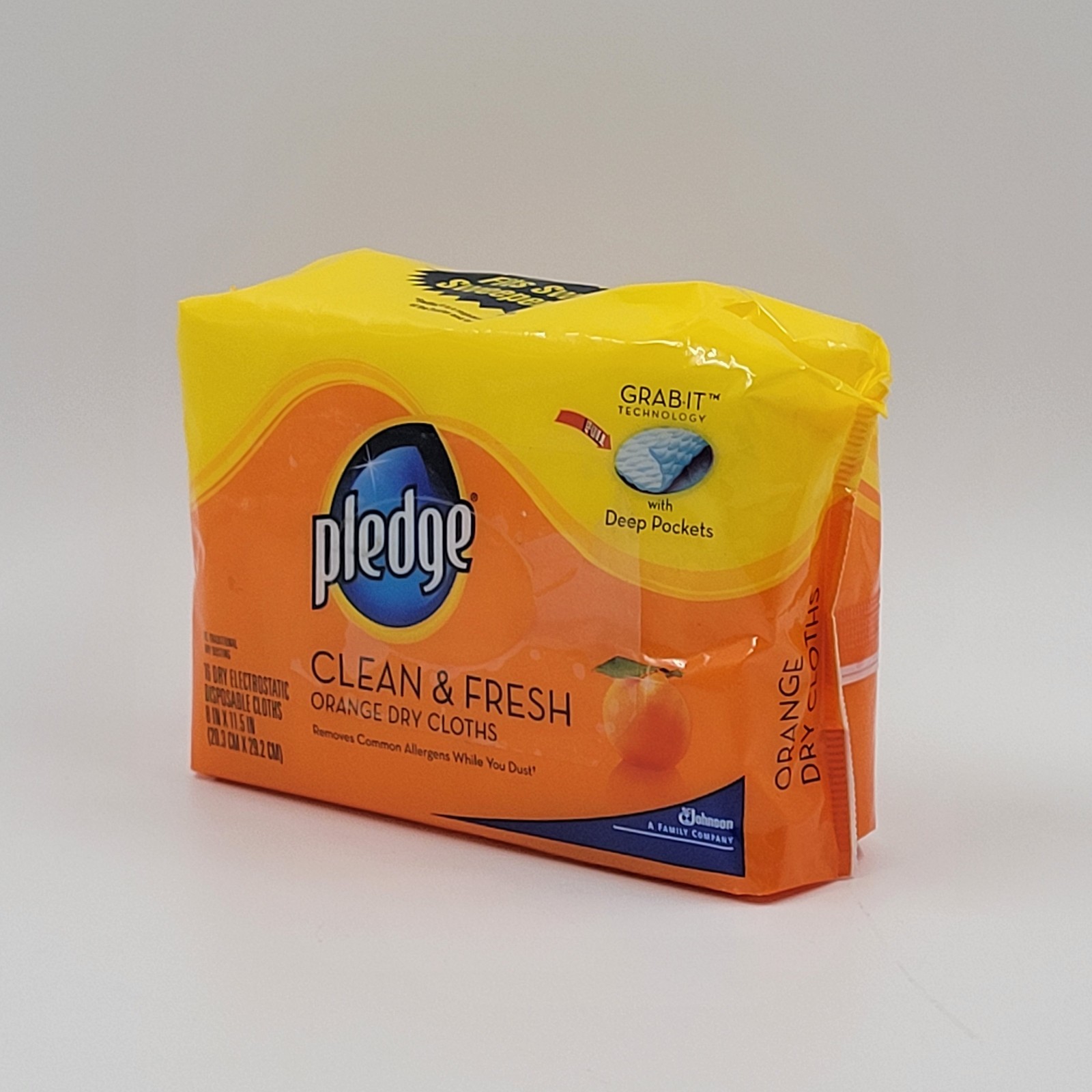 Pledge Grab It Dry Cloths Orange 16 Dry 8 in x 11.5 in Disposable Cloths