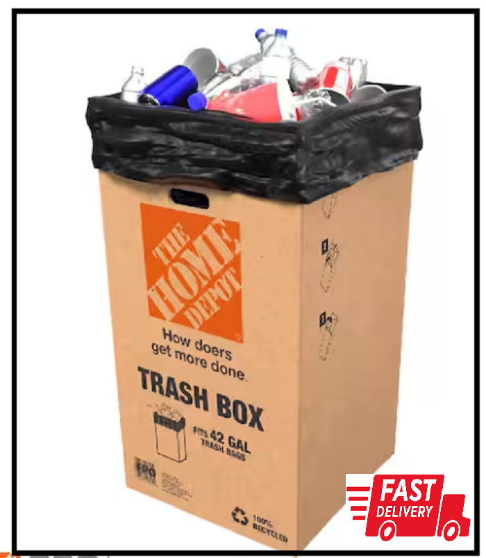 42 Gal. Kraft 100% Recycled Disposable Trash Can Box