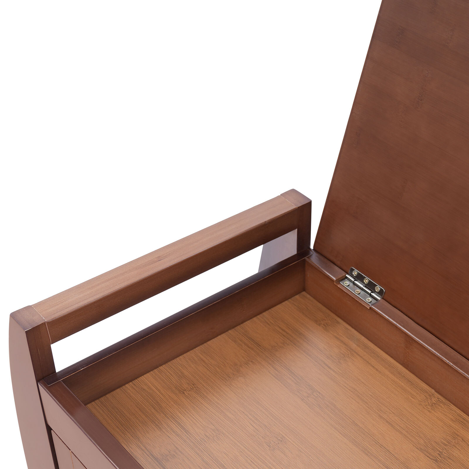 Bamboo Shoe Storage Bench With Cushion & Hidden Storage, 150kg Capacity