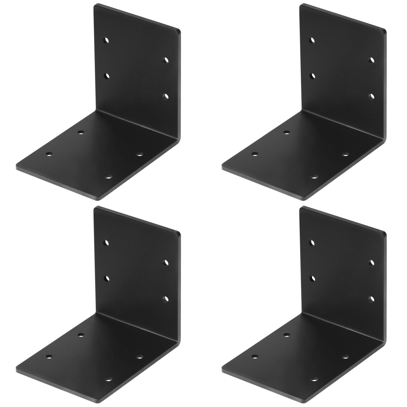 eoere 4 PCS Black 6″ x 6″ x 5″ Heavy Duty Steel L Right Angle Bracket, Corner…
