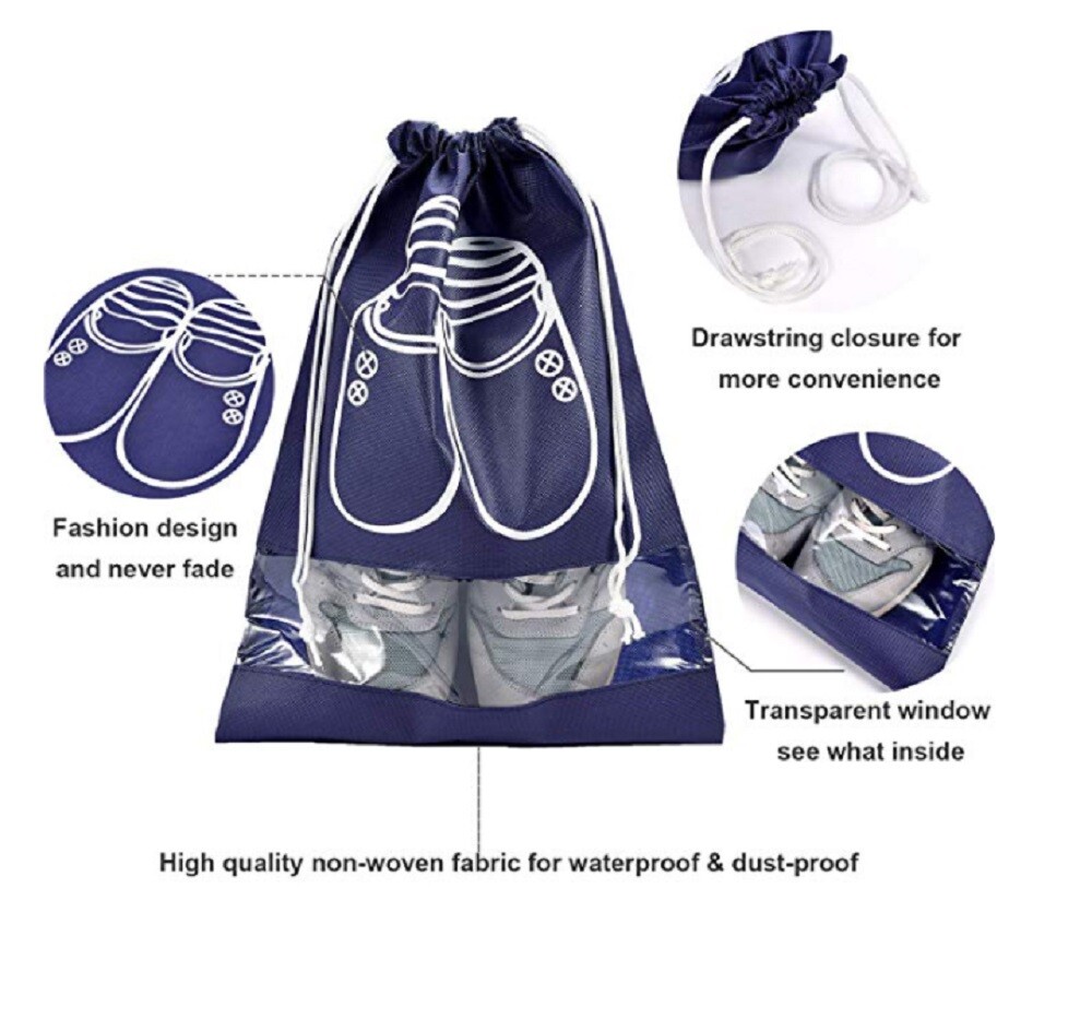 8-Piece Drawstring Travel Shoe Bags Set – Dust-Proof Storage Pouch Organizer