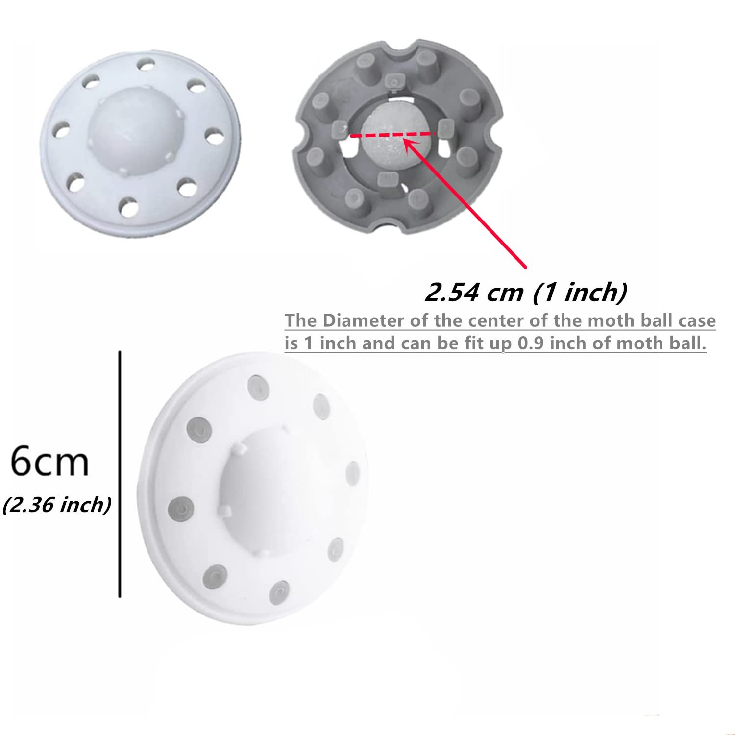 HomeNite 6 Pack Moth Ball Case with Adhesive Wall 6 Count (Pack of 1), White