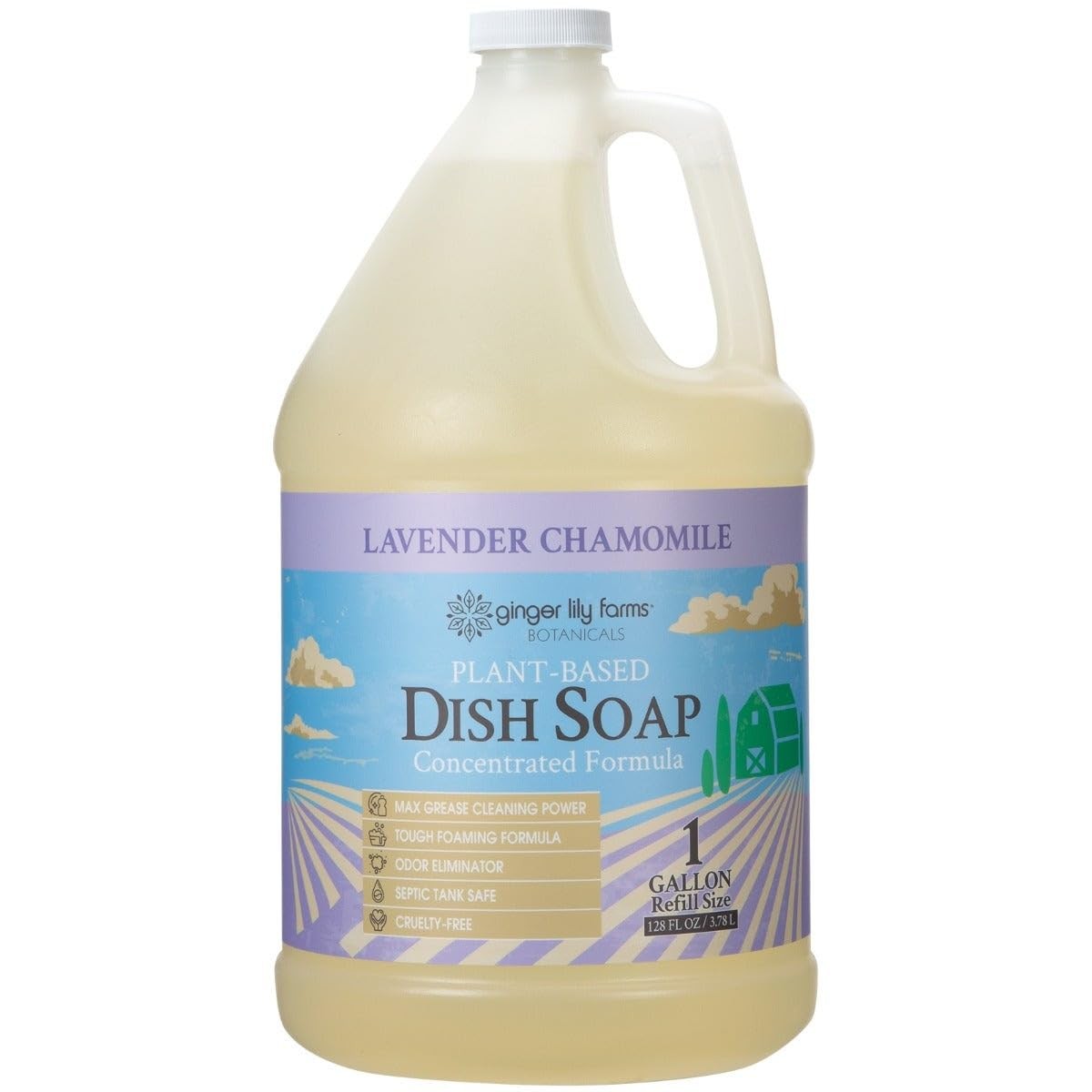 Plant Based Dish Soap 128 Fl Oz Lavender Chamomile Eco Friendly Grease Remover