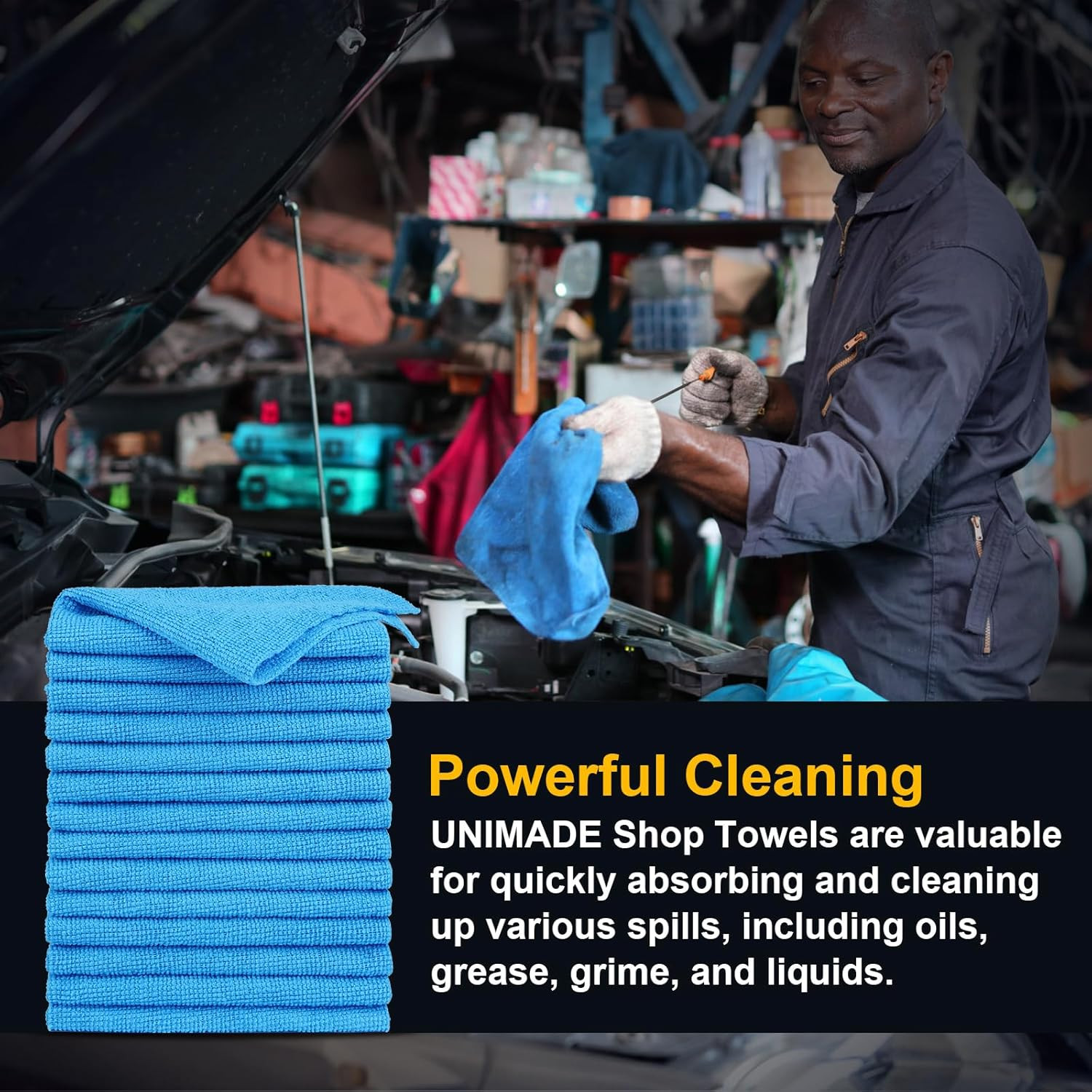 Shop Towels, 24 Pack Commercial Grade Shops Rags Microfiber Towel for Cars Clean