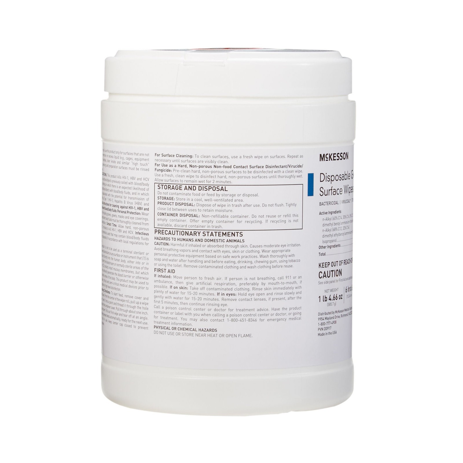 McKesson Surface Disinfectant Wipe Canister Alcohol Scent 160 Ct 50-66160