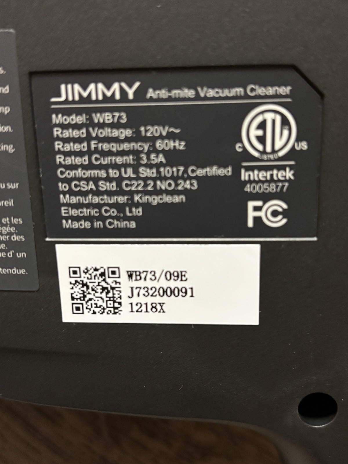 Jimmy WB73 Mattress Bed 600W Vacuum Cleaner Mites Bacteria Pet UV Sterilization