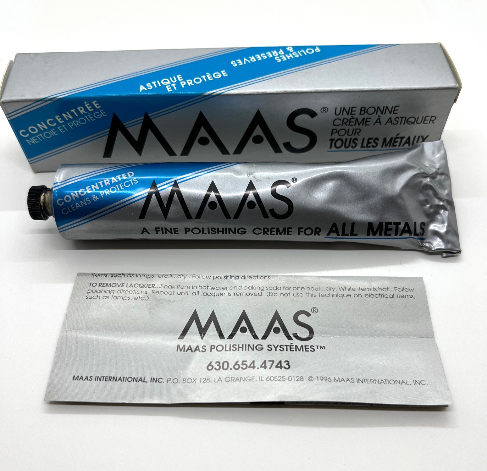 MAAS Concentrated Fine Polishing Cream for ALL METALS 4oz Tube 98-100% Full