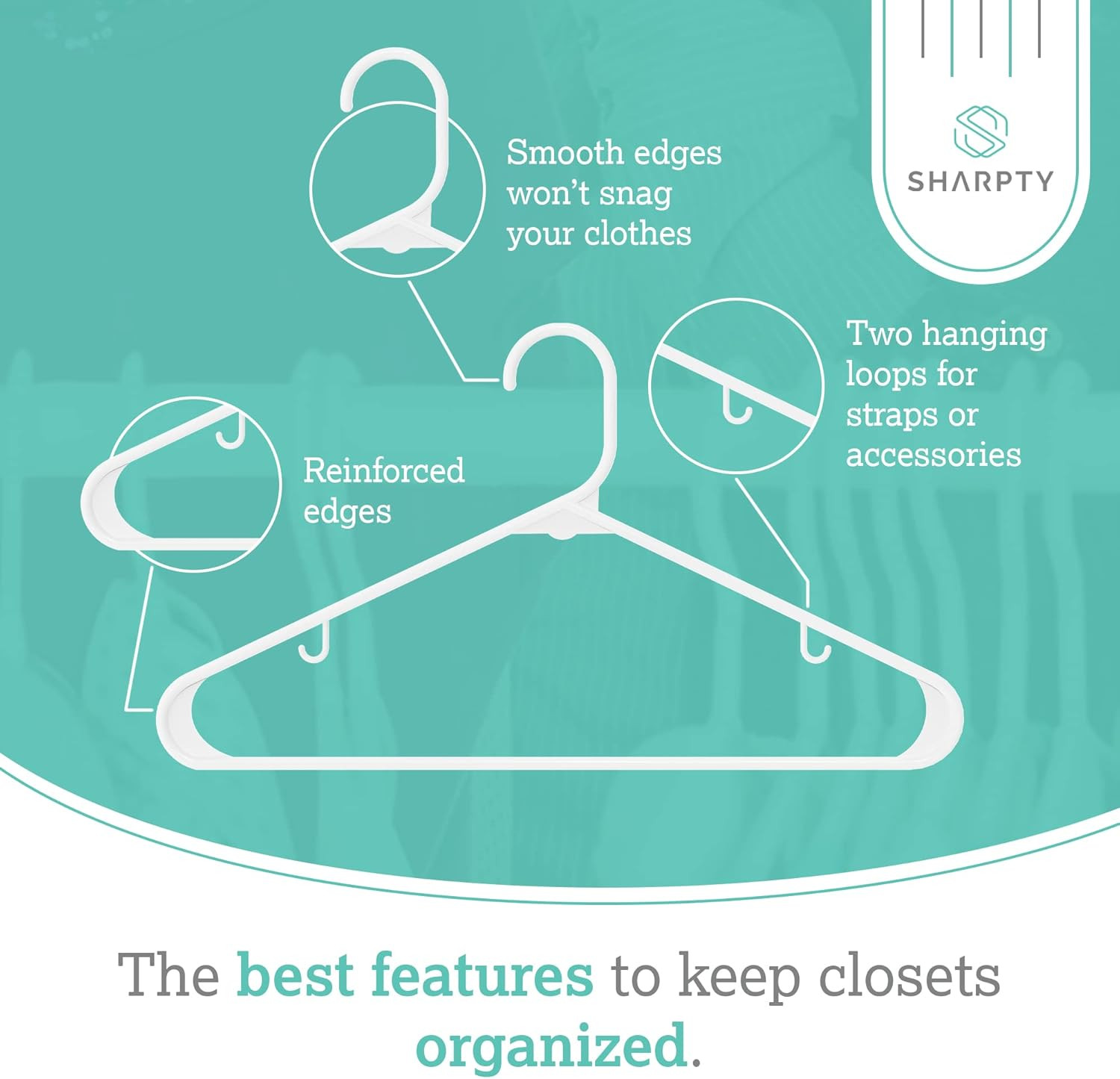 Sharpty Plastic Hangers Clothes Hangers for Clothing, Closet, Coats & Shirts – D