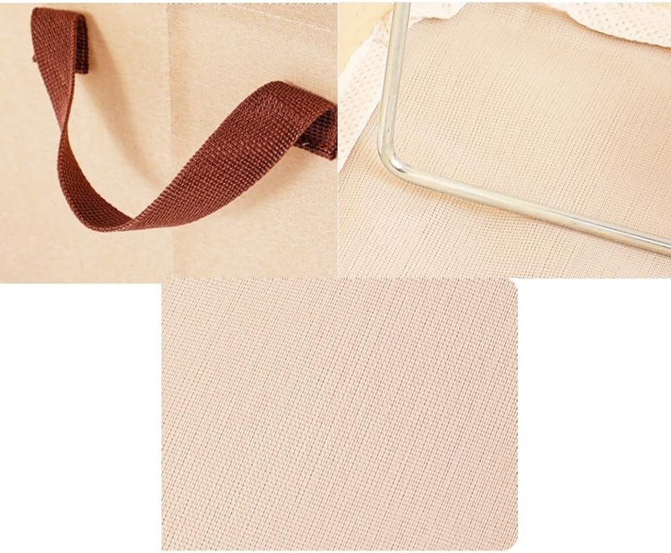 4pcs Medium Fabric Storage Baskets with Handles – 15″L x 10.2″W x 7.5″H, Beige