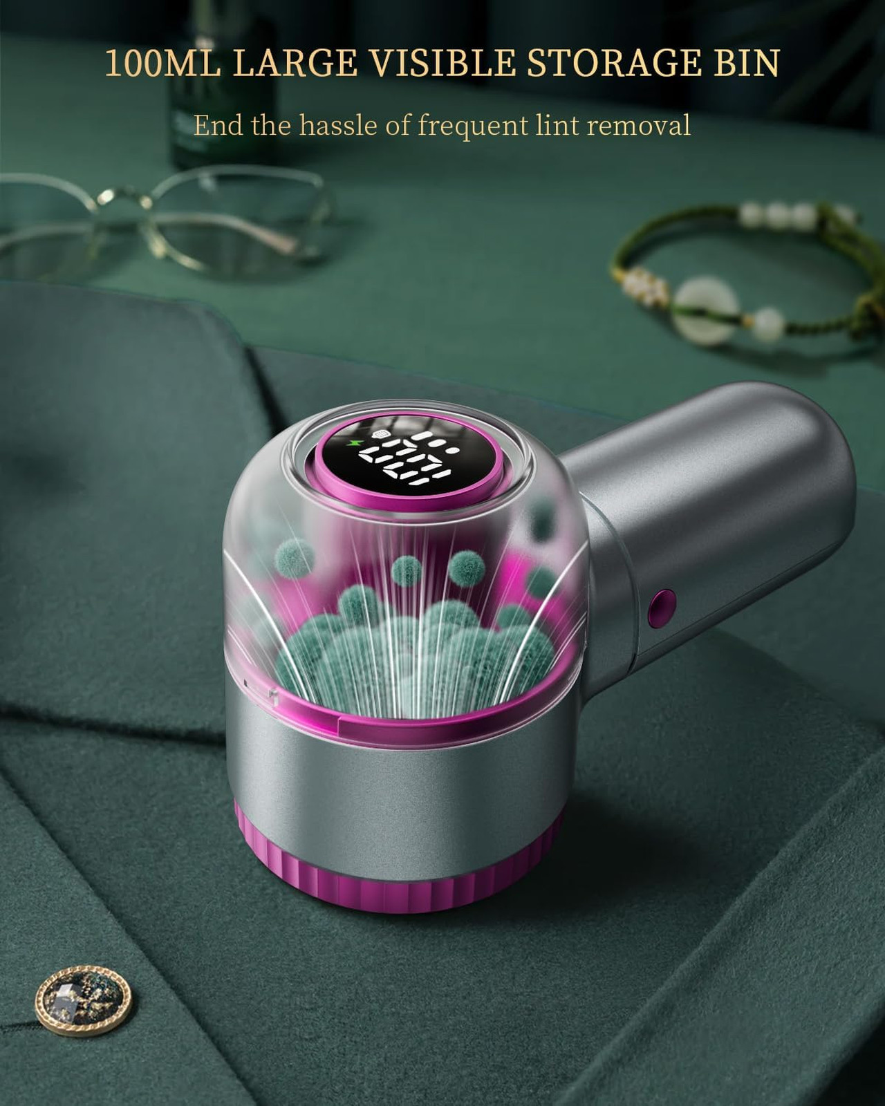 Fabric Shaver with Lint Brush Large Digital Display 3 Speeds Electric Sweater