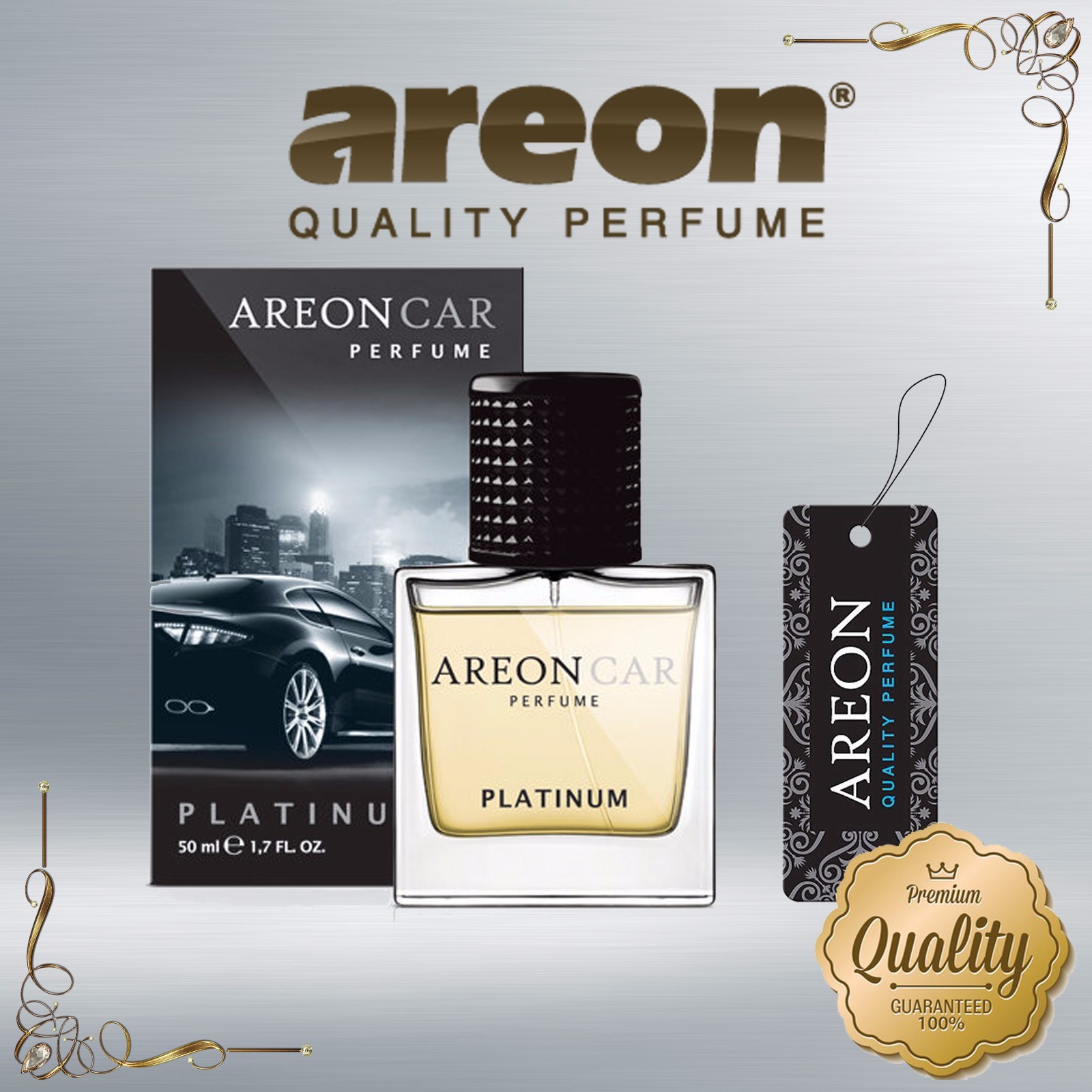 Areon Luxury Car Perfume Long Lasting Air Freshener TOP QUALITY – PLATINUM 50ml