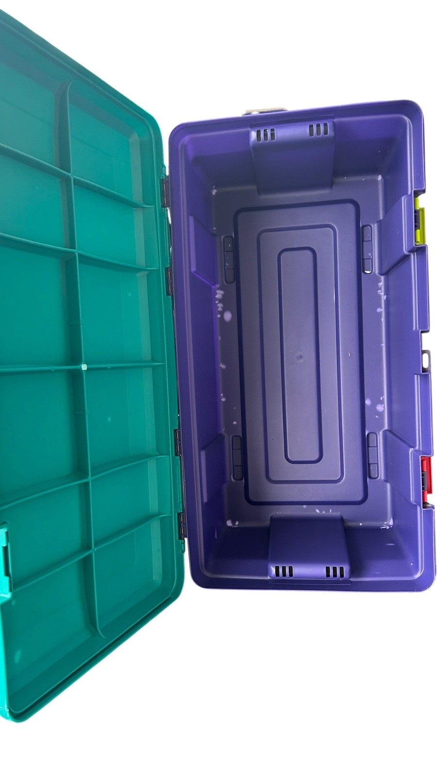 Vintage 1991 Rubbermaid Keepers Totelocker – Aqua Colorblock Storage Tote 2156 *