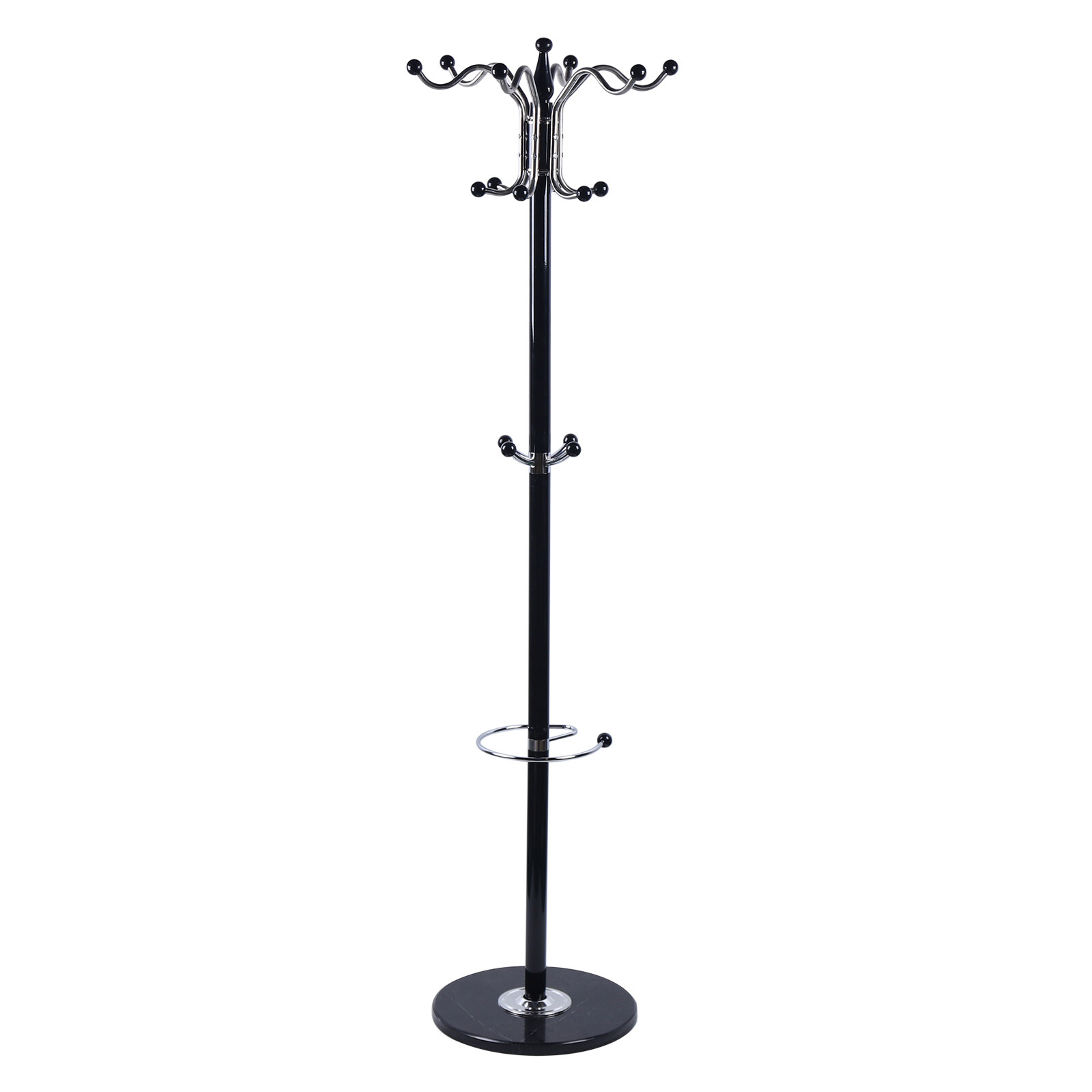 Coat Rack 16 Hooks 4 Levels Hat Jacket Stand Tree Holder Hanger Rack Marble Base