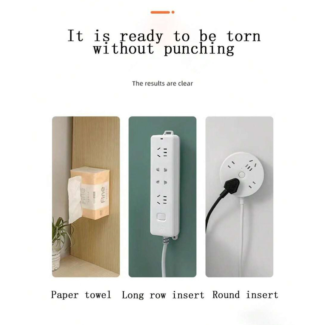 Power Strip Holder Self Adhesive Power Strip Wall Mounted Protector Punch Free