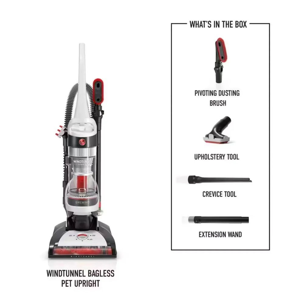 Hoover WindTunnel Cord Rewind Pro UH71300V Vacuum Bagless 25ft (Refurbished)