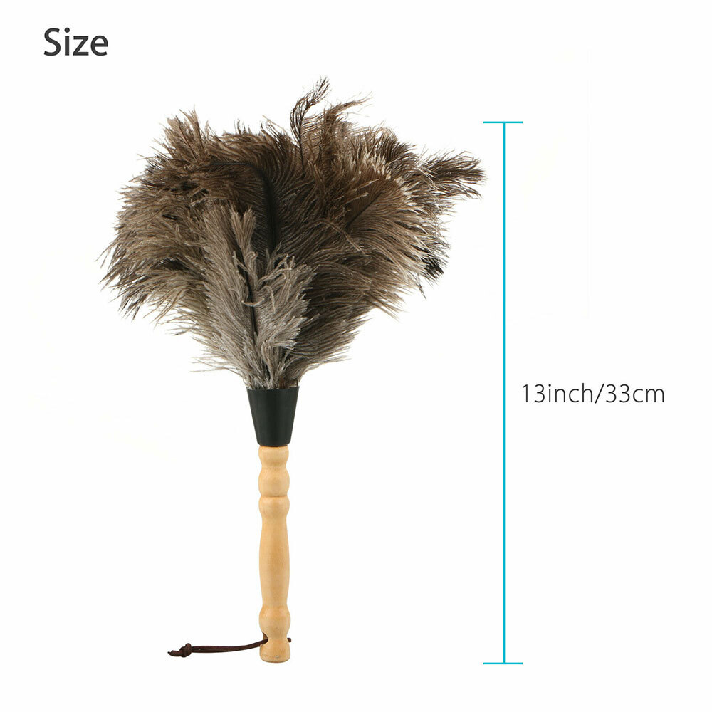 13″ Ostrich Feather Duster Durable Dust Collecting Cleaning Tool In Wool Shop^^