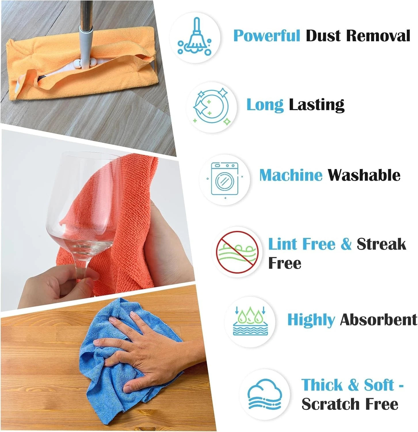Microfiber Cleaning Cloth Set of 50 Towel Rag Car Polishing Detailing No-Scratch