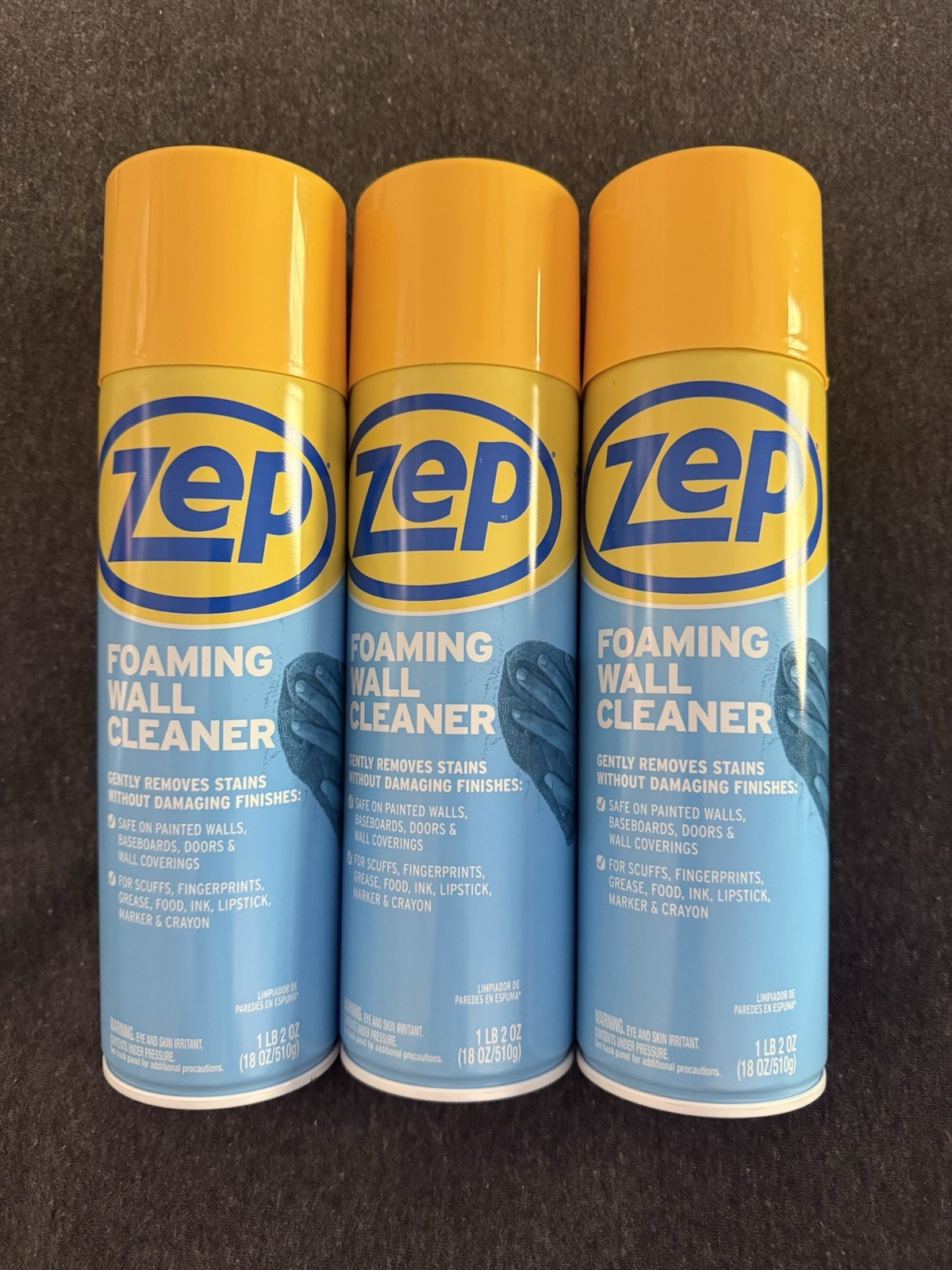 Zep Foaming Wall Cleaner 18 oz Case of 3 New Removes Stains