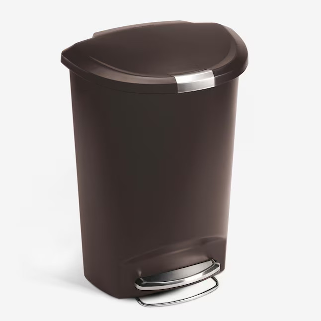simplehuman 13 Gal Semi Round Step Trash Can Locking Lid Mocha Plastic CW1343