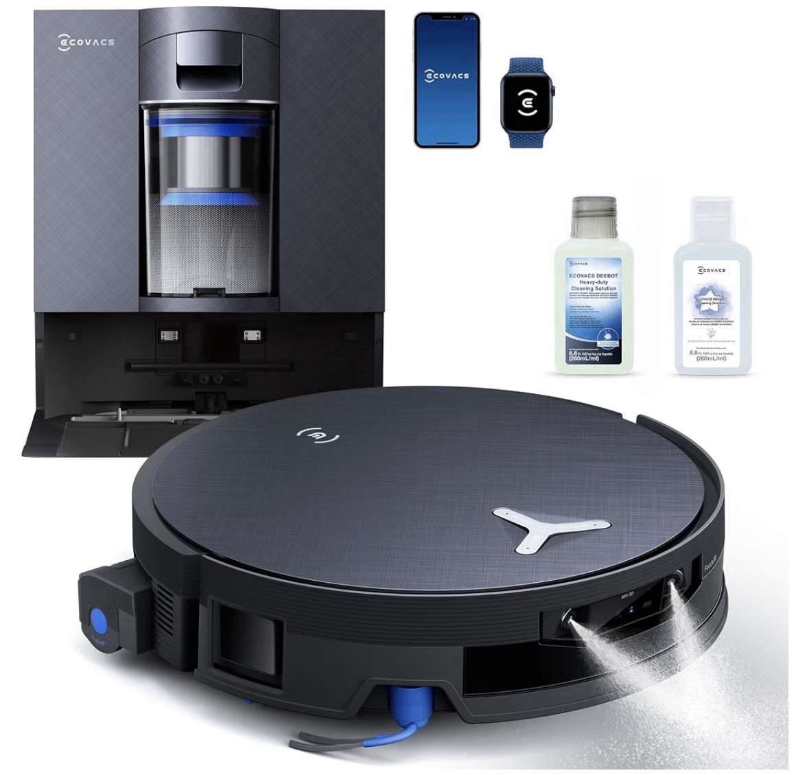 ECOVACS DEEBOT X12 OMNICYCLONE Robot Vacuum, FocusJet Pre-Spray Roller Mop
