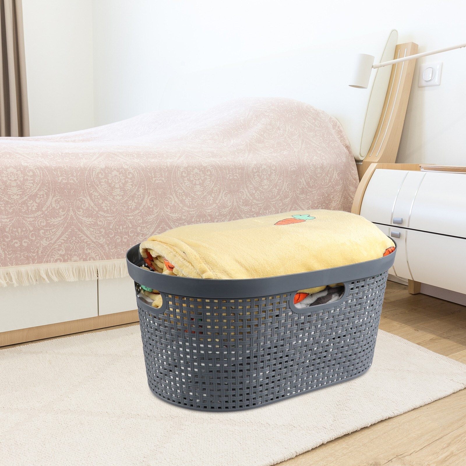Idotry 40L Large Laundry Basket Plastic Stacking Clothes Hamper (4 Packs ,Grey)