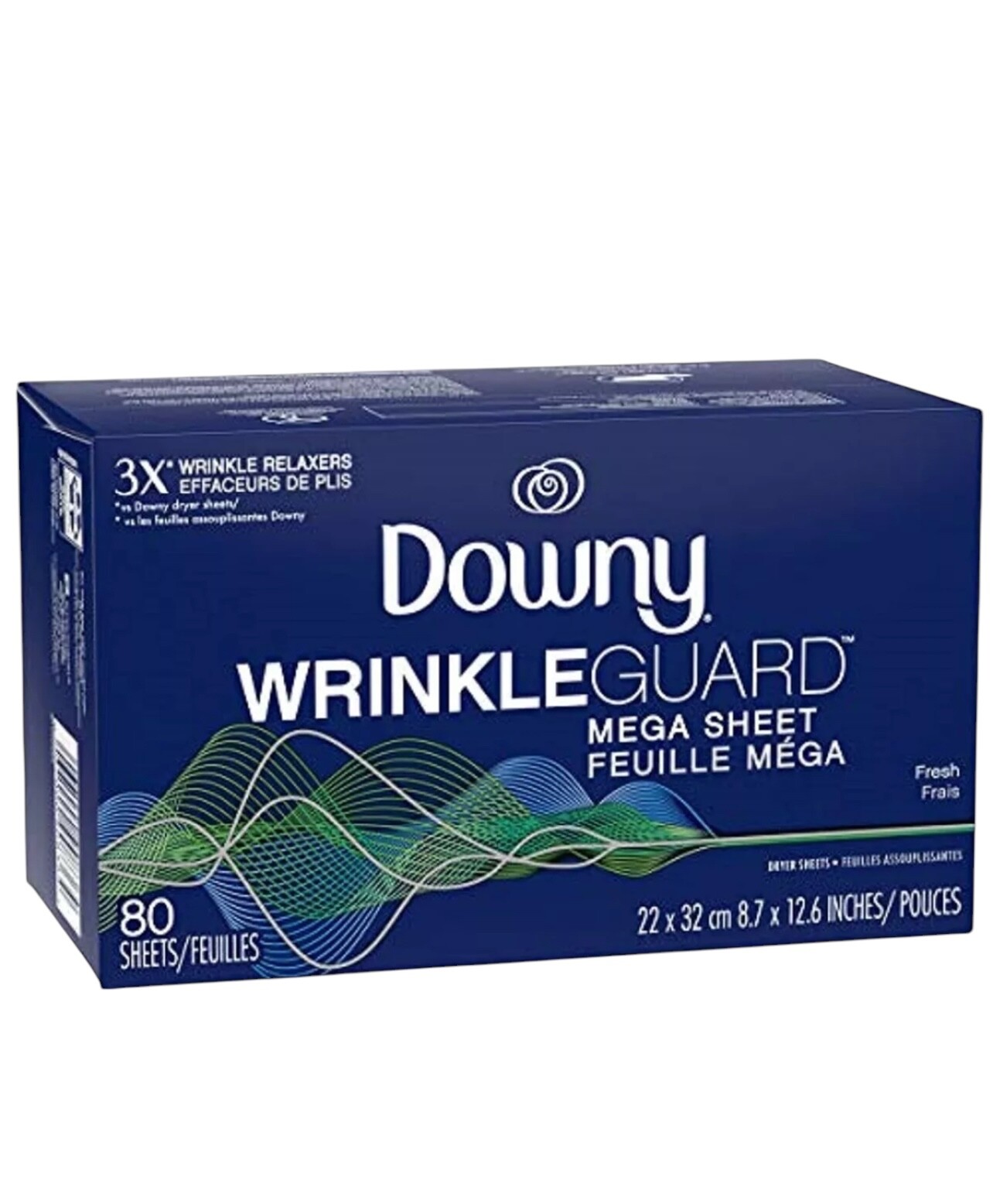 Downy WrinkleGuard Dryer Mega Sheets Fresh 80 Count 3X’s Wrinkle Relaxer Guard