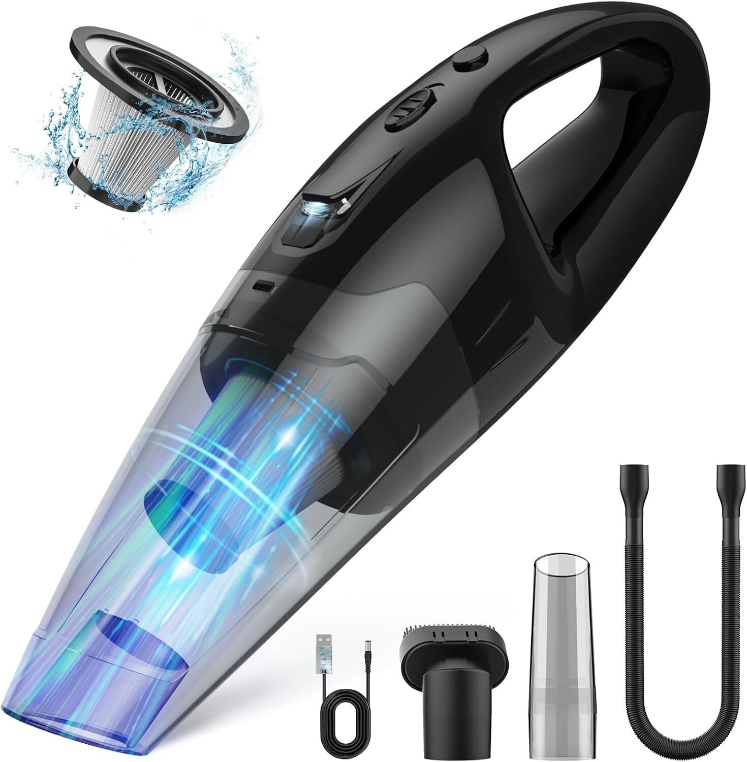 Handheld Vacuum Cordless Rechargeable, 1.65lbs, LED USB Charge, for Car/Home/Pet