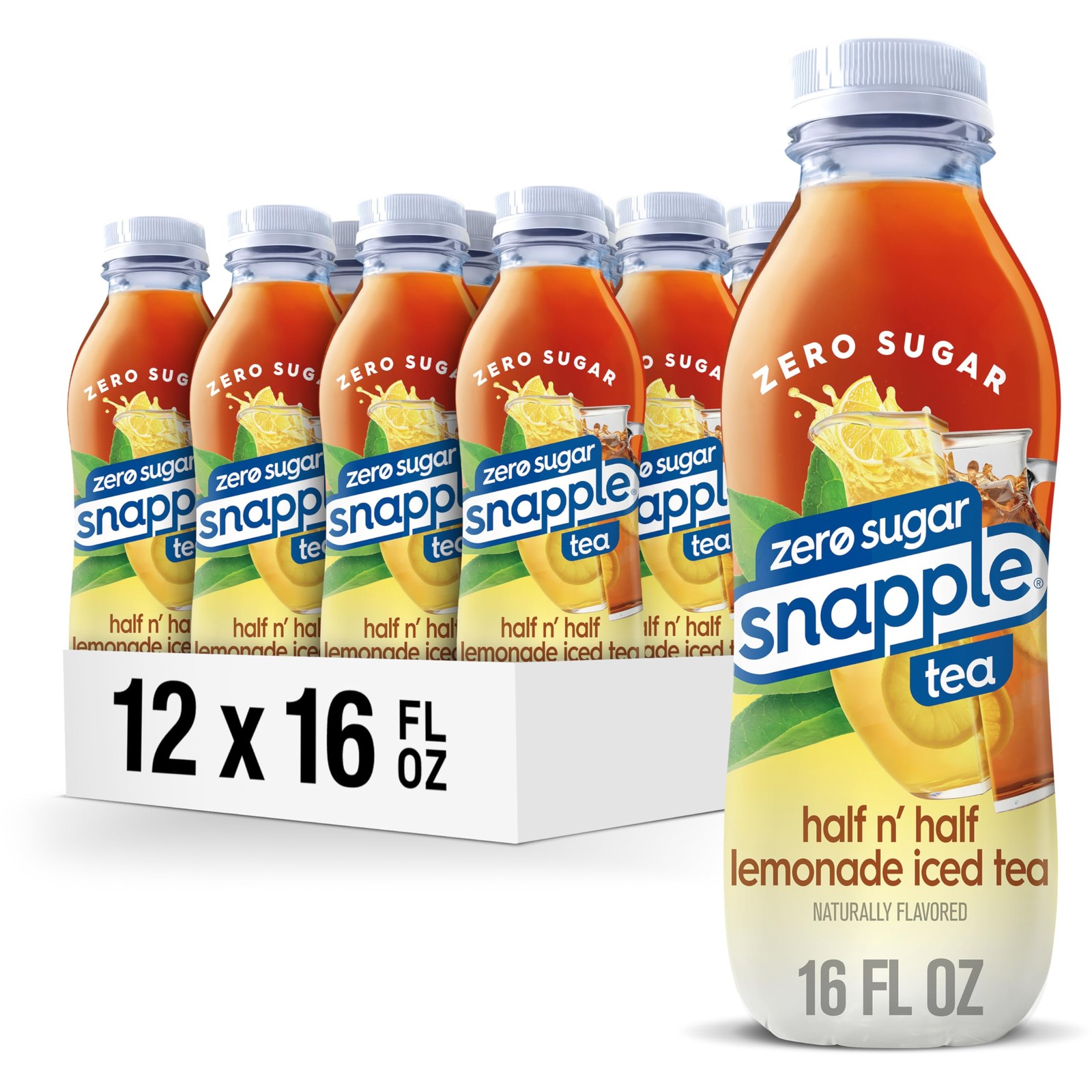 Snapple Zero Sugar Half ‘n Tea, 16 fl oz recycled 16 Fl Oz (Pack of 12)