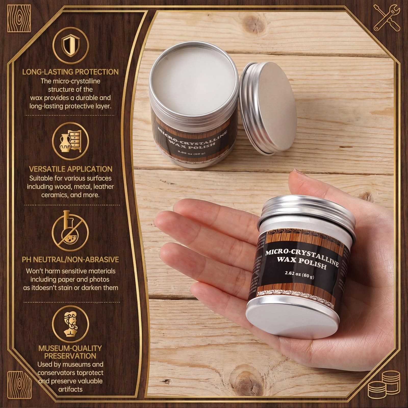 3 Pack Micro-crystalline Wax Polish, 251ml Total, Multi-surface Protective Pa…