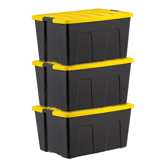 IRIS 94qt Stackable Storage Containers 3pk Totes with Lids
