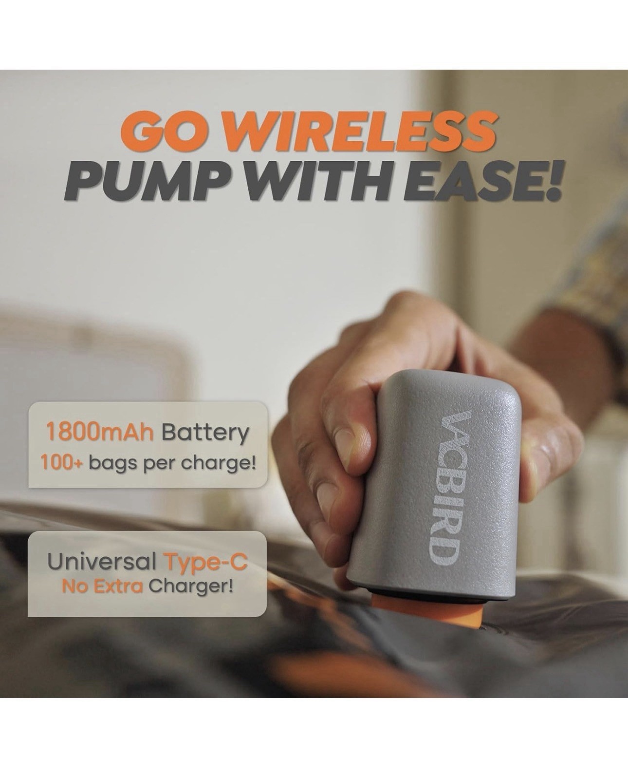 Rechargeable Wireless Pump Travel Storage Bags Set 10 Pack Portable Space Saver
