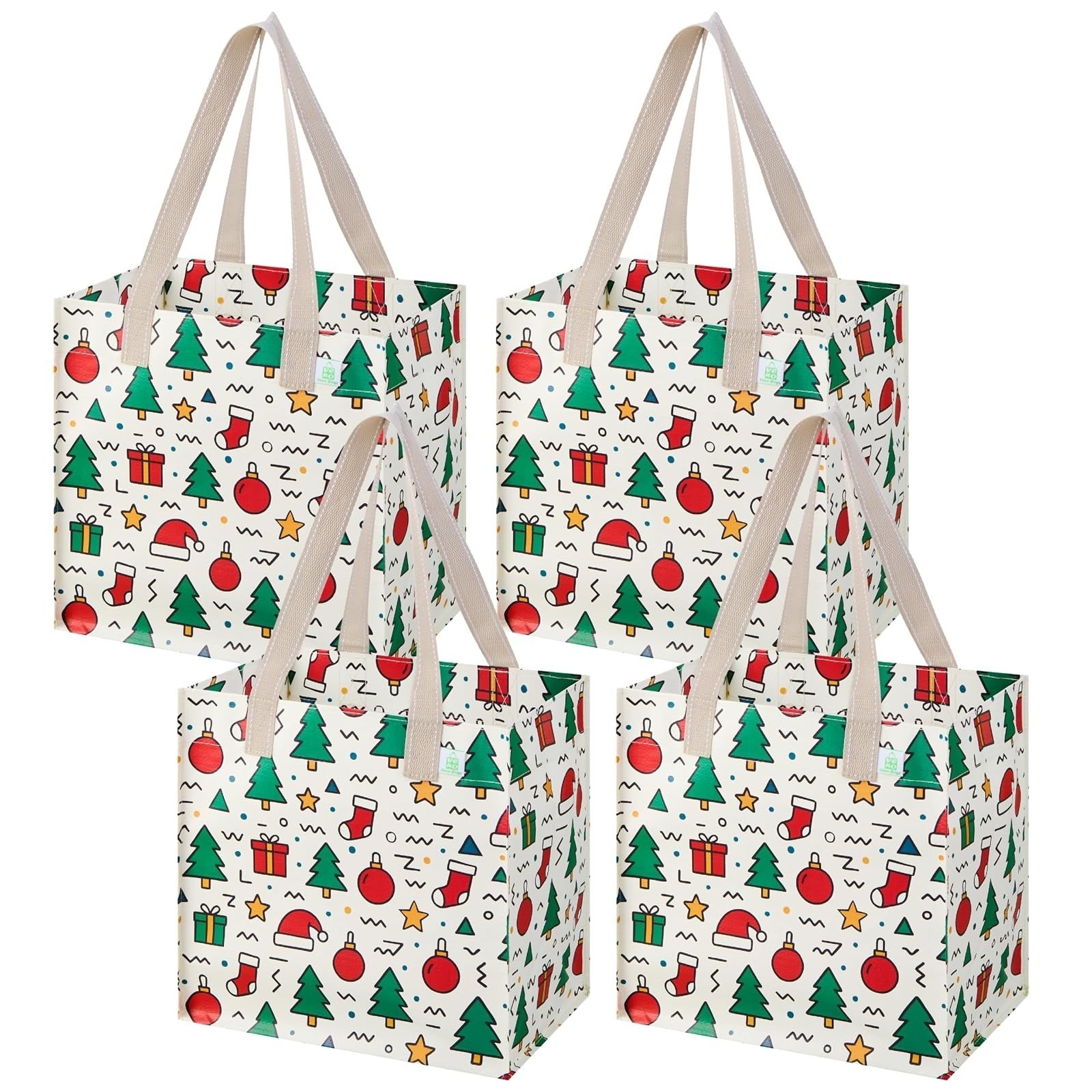 VENO 4 Pack Large Reusable Grocery Bags with Hard Bottom – Gray