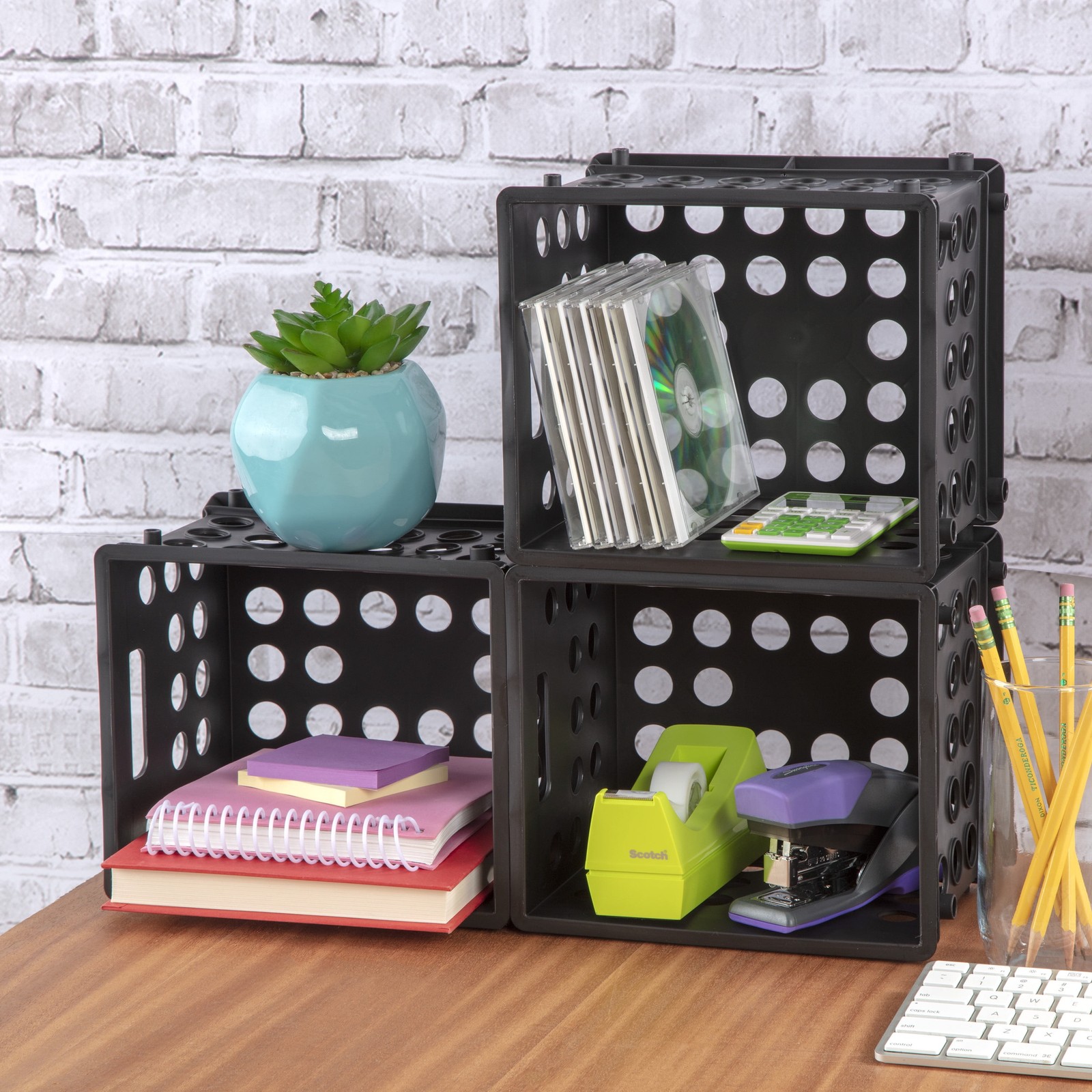 (6 pack) Sterilite Mini Crate, Multi-Purpose Plastic Storage Bin, Black