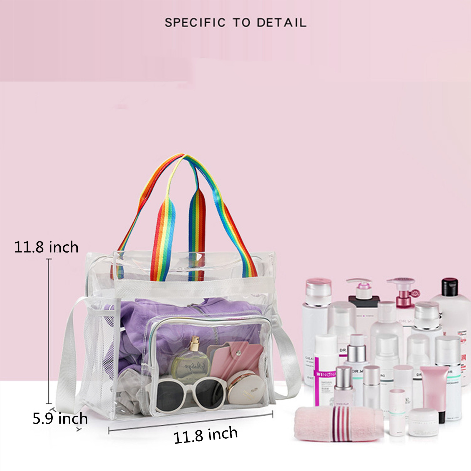 5PC Mesh Transparent Storage Bag Portable Travel Cosmetic Key Coin Zipper Purse