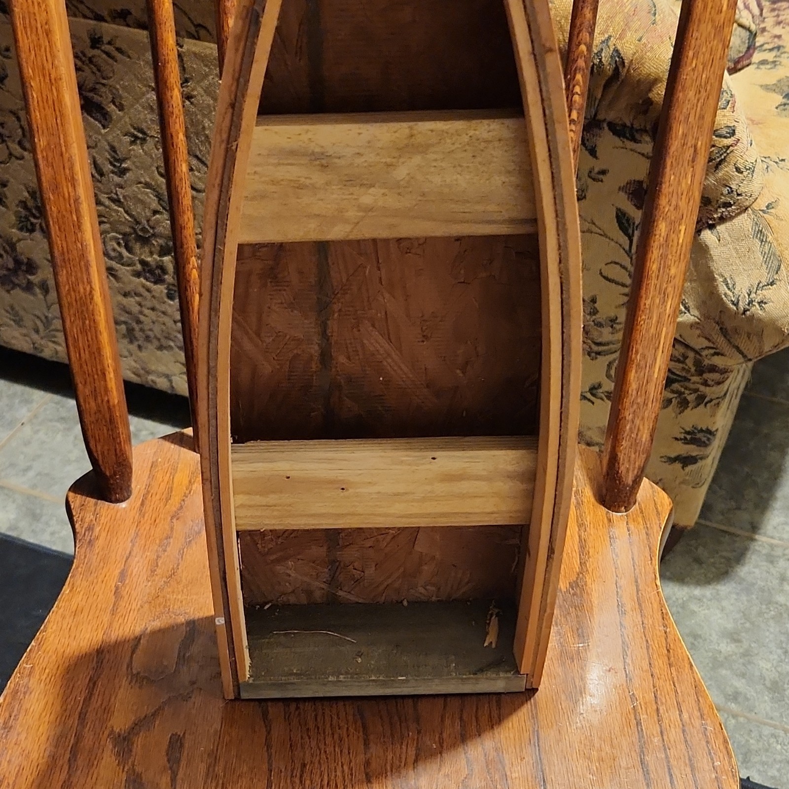 Brown Wood Free Standing Magazine Rack Stand with Slotted Shelves