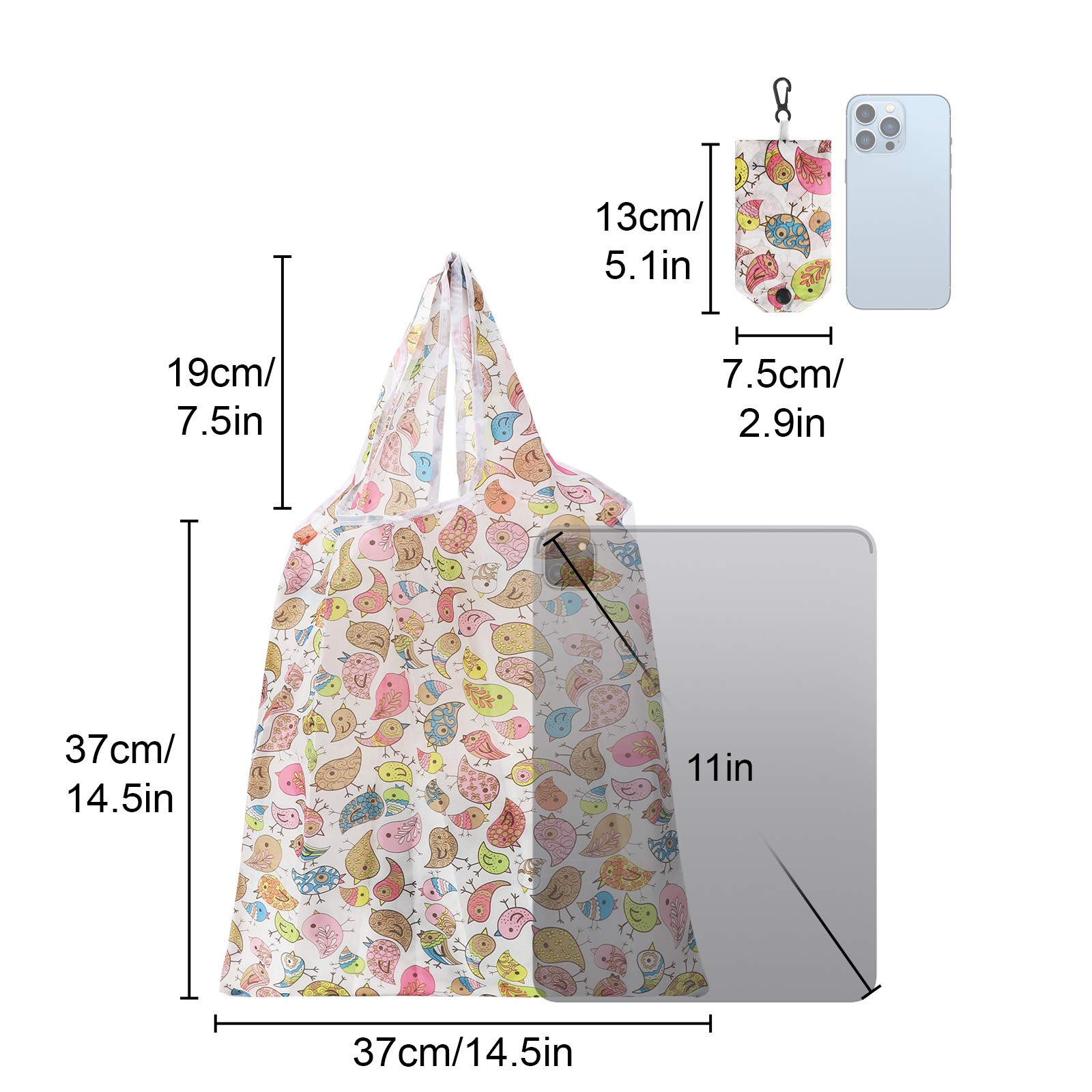 10PCS Large Reusable Grocery Bags Foldable Shopping Tote Bag Washable w/ Handle