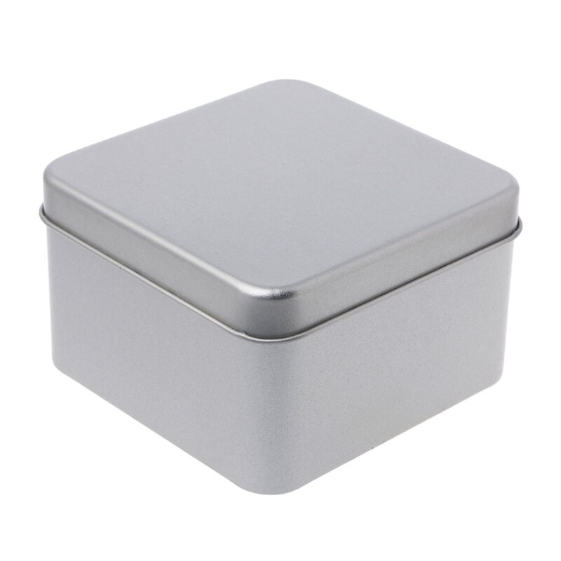 9x9cm Small Metal Tin Silver Storage Box for Case For Money Coin Candy