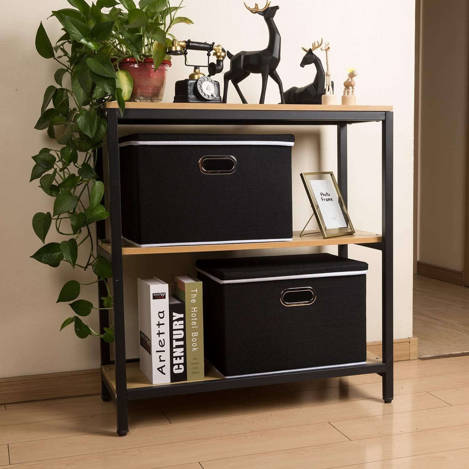 Versatile Large Storage Boxes – 37L Capacity Minimalist Design in Black [5-Pack]
